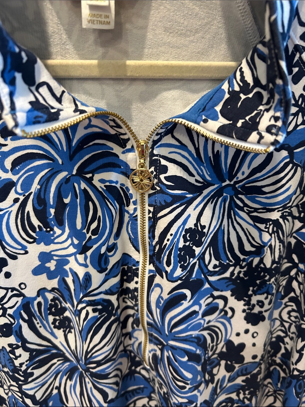 Lilly Pulitzer Navy and Royal Blue Floral 1/4 Zip Jacket - Picture 3 of 5